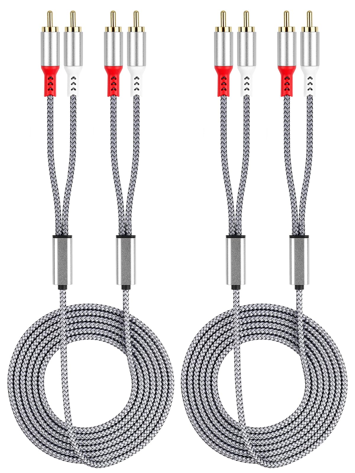 Photo 1 of ***PARTIAL SET, Only 1  - PRICE ADJUSTED***gudxfj 2 Pack 2RCA to 2RCA Cable 2 RCA Male Hi-Fi Systems Audio Stereo Subwoofer Cable Nylon-Braided Auxiliary Audio Cord for Home Theater HDTV Amplifiers Hi-Fi Systems Speakers and etc 6.6Ft Silver