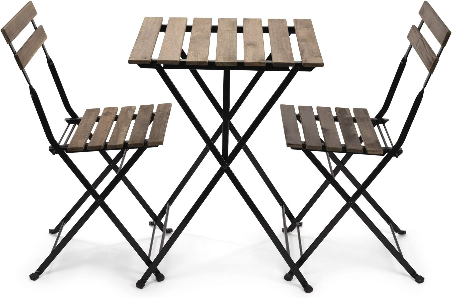 French Bistro Folding Table and Chair Set - Durable Folding Wood Table Bistro Set - Bistro Patio Set for Outdoor Garden Backyard Porch