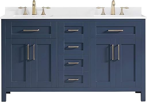 Ove Decors Midnight Blue Maya 60 Set Bathroom Vanity Freestanding Cabinet 60 Inches Amazon Com