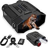 Night Vision Goggles 8X Digital Zoom, 300M Night Vision Binoculars with 7-Level IR, 32GB Card & LED Flashlight, Gifts for Men, Dad, Husband, Boyfriend for Camping Hunting Birdwatching