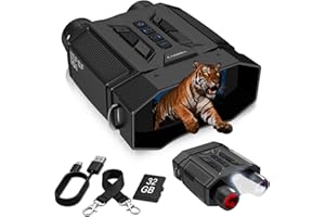 YAGAKXGT Night Vision Goggles 8X Digital Zoom, 300M Night Vision Binoculars with 7-Level IR, 32GB Card & LED Flashlight, Gifts for Men, Dad, Husband, Boyfriend for Camping Hunting Birdwatching