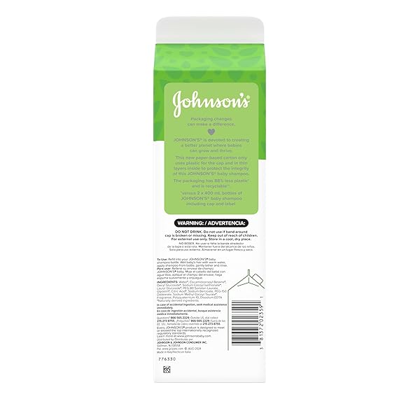 JOHNSON’S BABY SHAMPOO, HYPOALLERGENIC, NO MORE TEARS FOR BABY’S DELICATE SCALP & SKIN, GENTLY WASHES AWAY DIRT & GERMS, PARABEN-FREE, VALUE SIZE BABY SHAMPOO REFILL, 33.8 FL. OZ
