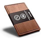 KOBACH Black Walnut Wood Cutting Board – 11"x17" Durable, Non-Toxic Double-Sided Wooden Chopping Board for Kitchen, Butcher Block with Juice Grooves