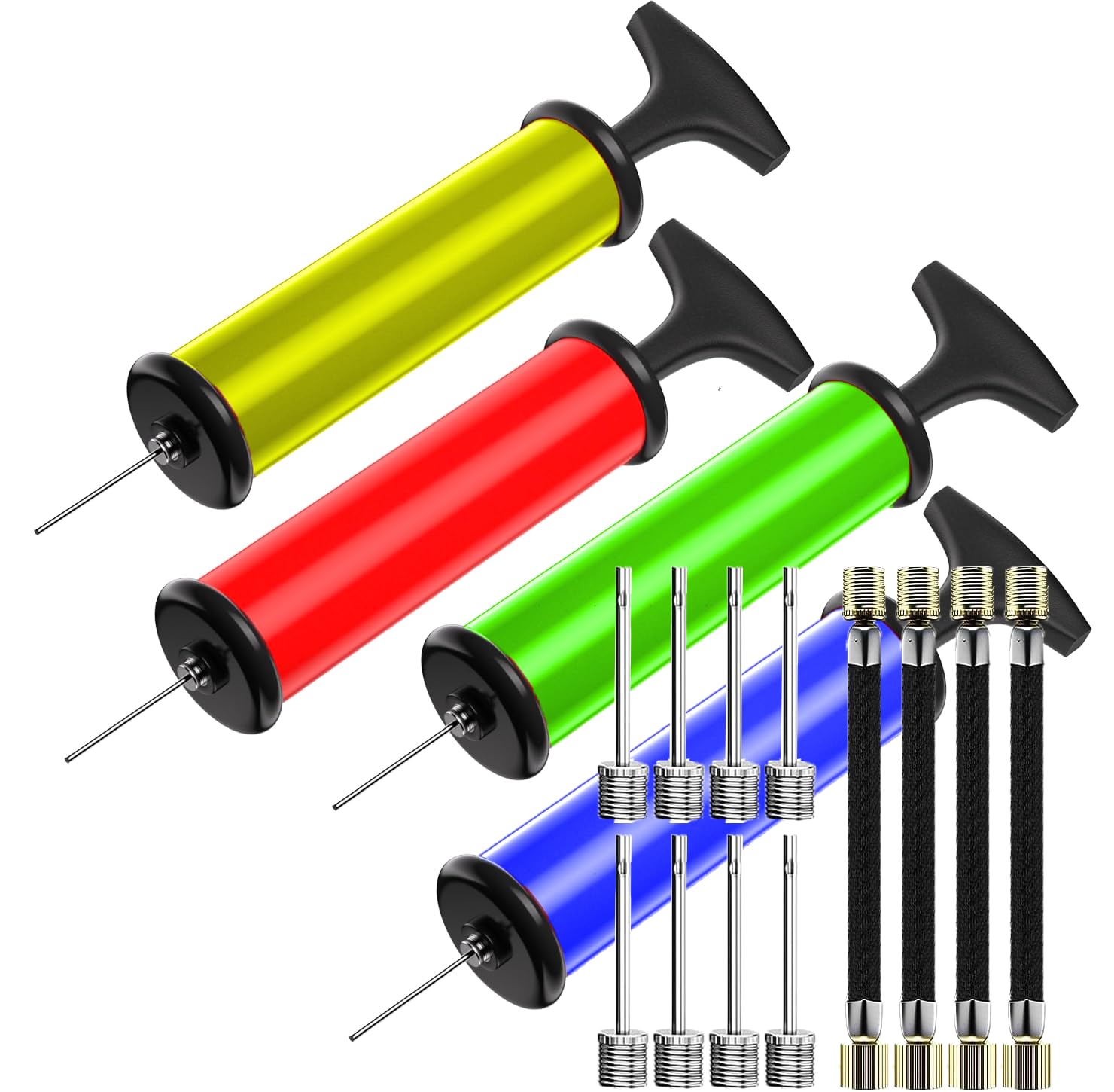 SALARA Plastic Football 8.5” PVC Inflatable Soft Fly away football Adjustable Lightweight Ball for Indoor, Outdoor, Beach, Lightweight & Bouncy (Football Pumps 4Pcs)