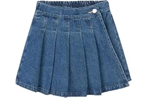 TIBE PINCESS Girls Denim Skirt Summer Vintage Pleated Kids Skirt Shorts Children Uniform Skirt Jeans Skorts