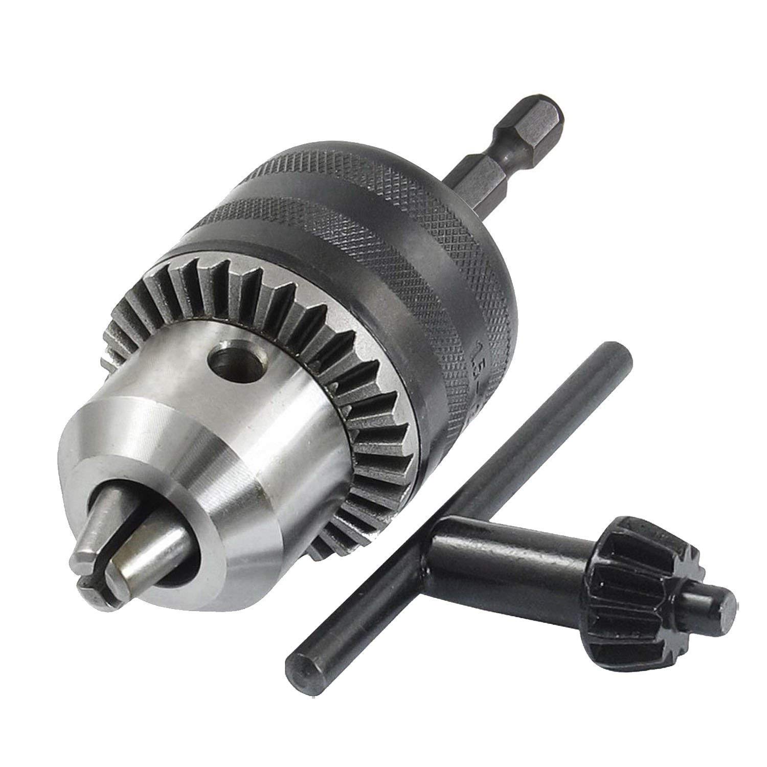 Gasea 1.5-13mm 1/4 Inch Hex Shank Quick Change Drill Chuck 1/2-20 UNF Mount Convert Impact Driver with Key