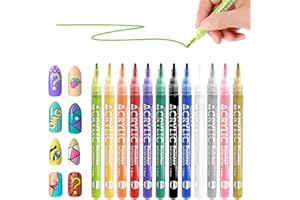 XINGXYUEL 12 Colors Nail Art Pens Set 3D Nail Polish Pens Quick Drying Acrylic Paint Nail Art Markers Drawing Painting Pen for DIY Nail Art Design
