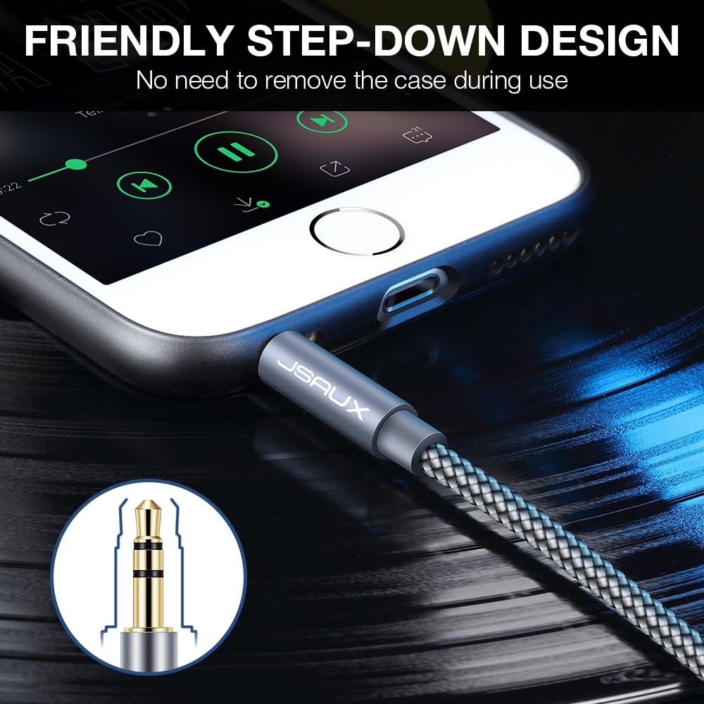 JSAUX RCA Cable, [4ft/1.2M, Dual Shielded Gold-Plated] 3.5mm Male to 2RCA Male Stereo Audio Adapter Cable Nylon Braided AUX RCA Y Cord for Smartphones, MP3, Tablets, Speakers, HDTV [Grey]: Industrial & Scientific
