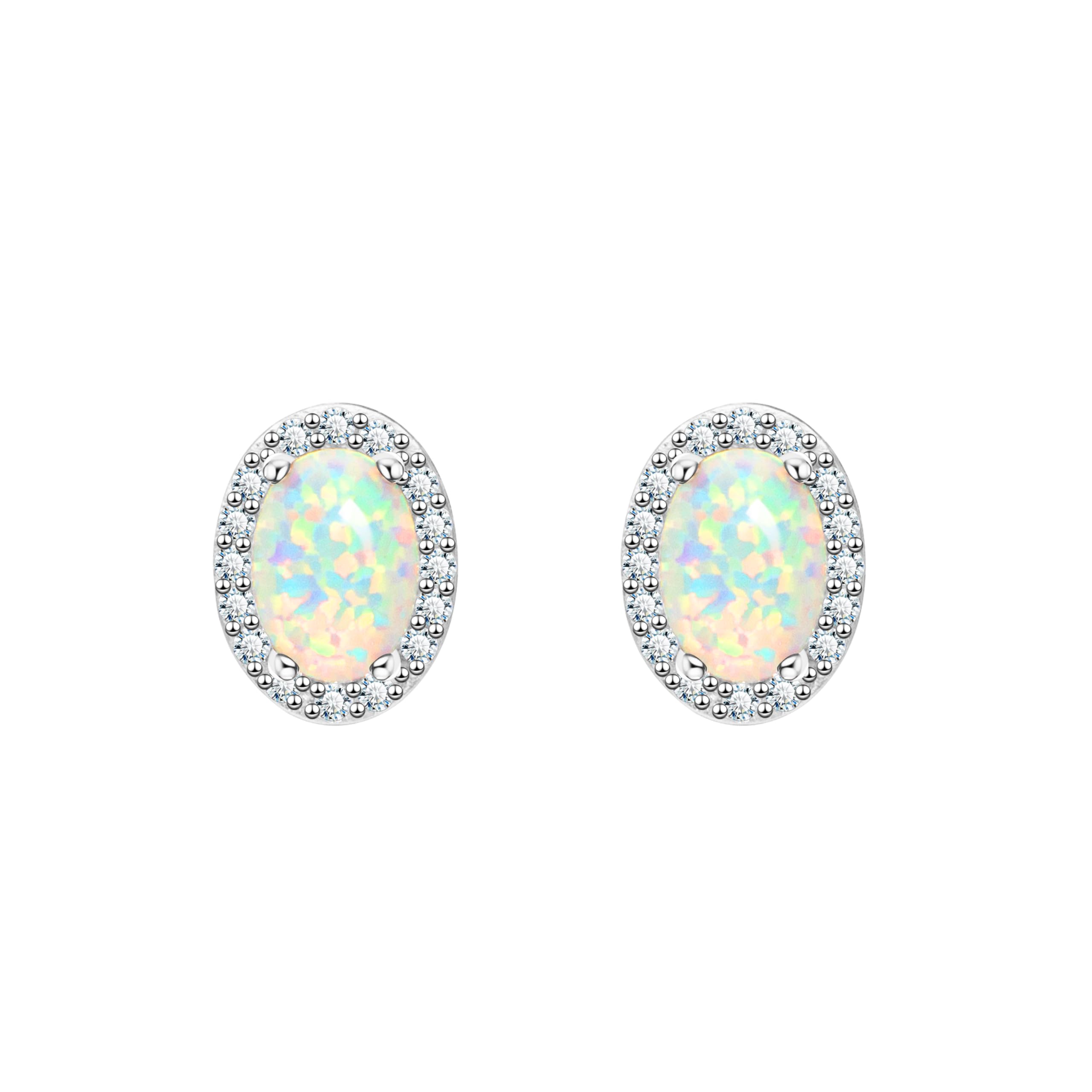 KristLand Opal Flower Earrings 925 Opal Earrings Sterling Silver Stud Gold Plated Stud Earring with Sparkly Cubic Zirconia Birthday Jewelry Gift for Woman Ladies Girls