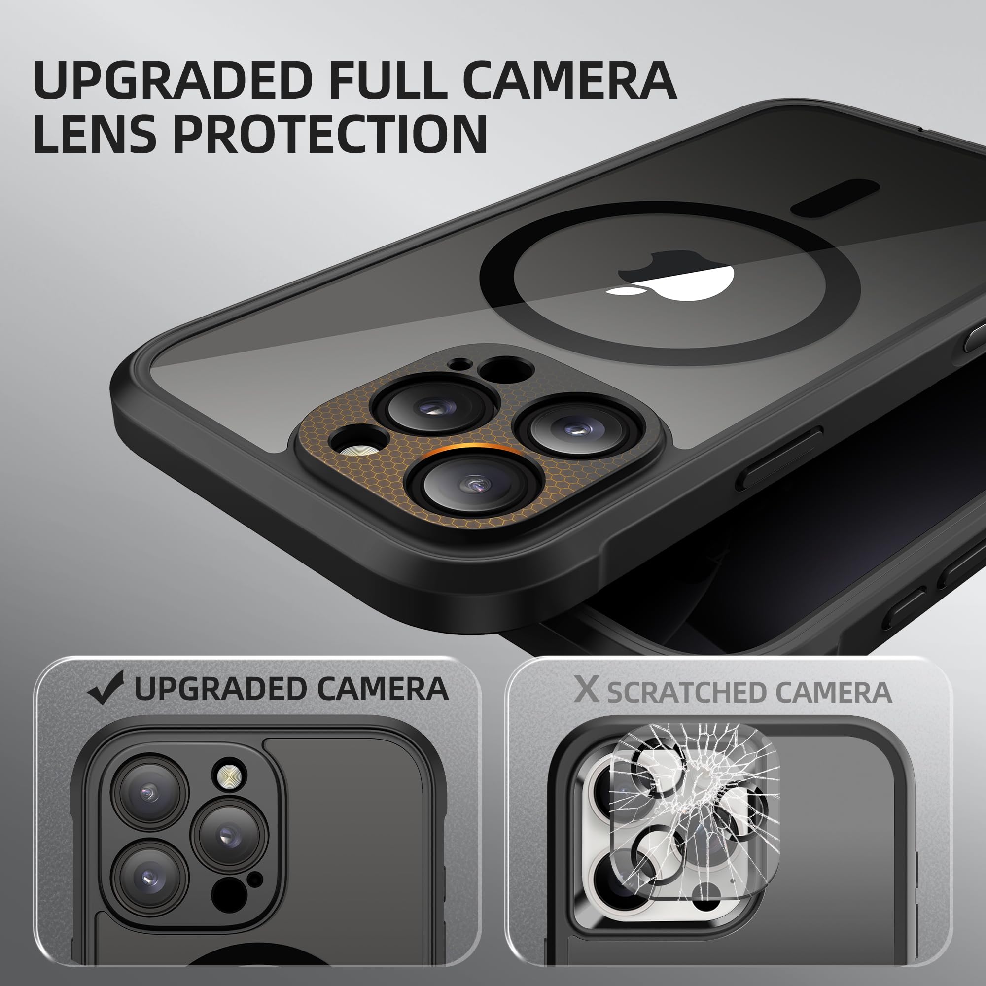 BERFY for iPhone 16 Pro Max Case, Compatible with MagSafe, Built-in Privacy Screen Protector and Camera Protection, Anti-Spy Full Body Shockproof Clear Phone Case for 16 Pro Max 6.9