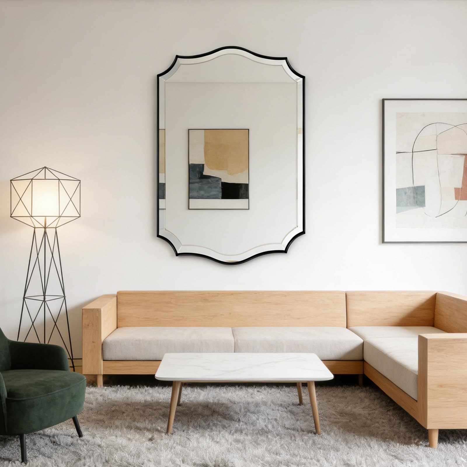 POZINO Scalloped Beveled Mirror, 30