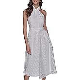 Karl Lagerfeld Womens Sleeveless Halter Neck Midi Dress