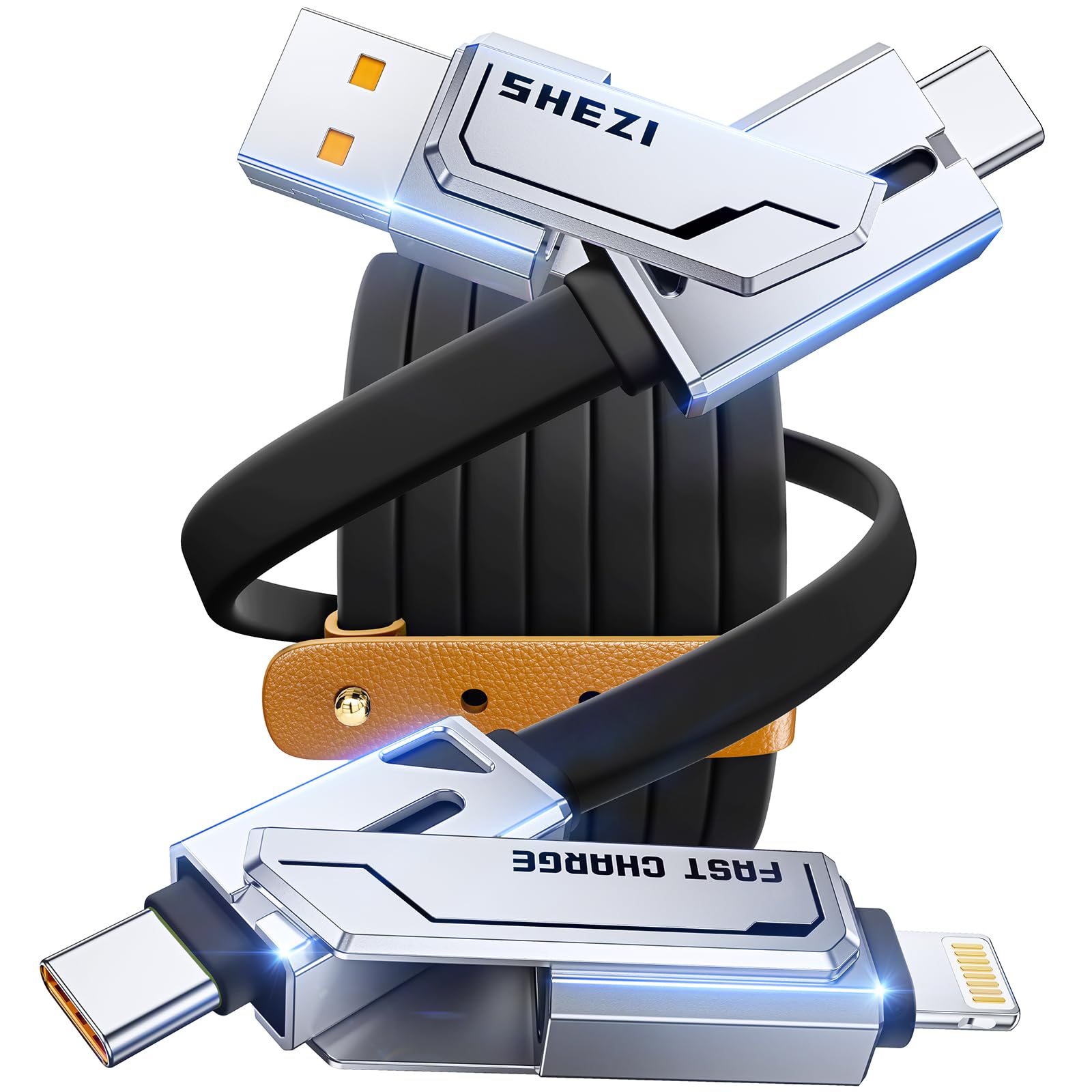 Photo 1 of [2025 Upgrade] 4-in-1 Multi USB C Cable 60W 5FT Compatible With Lightning Cable [Fast Charging & Data Transfer] Flat Type C/A to C/L Cord for iPhone/iPad/Samsung, Multiple Charger Wire for All Devices