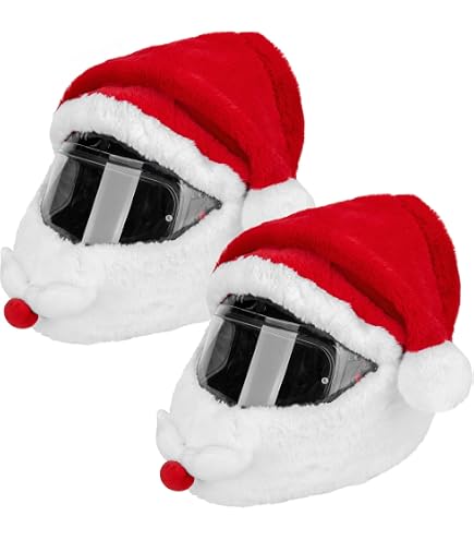 Pack De 2 Housses De Casque Moto Père Noël - Décoration De Noël Pour Casque - Tissu Doux Lavable - Pour Hommes Et Femmes
