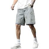 DFGIGT Mens Womens Jorts Baggy Loose Fit Jean Shorts Wide Leg Denim Shorts Strings Y2k Summer Shorts