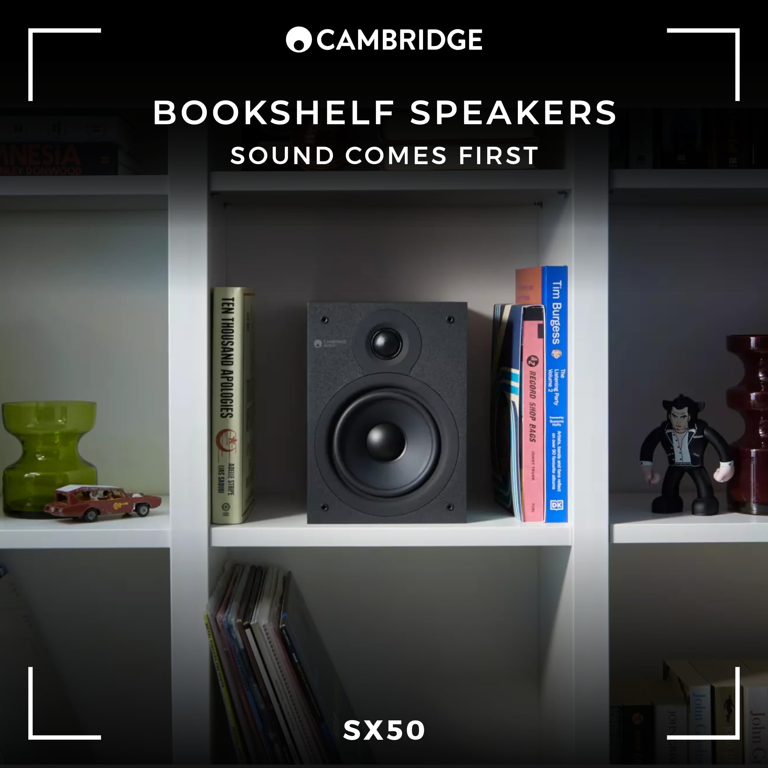Cambridge Audio SX-50 Bookshelf Speaker | 100 Watt Home Theater Compact Speaker Pair (Matte Black)