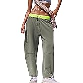 Athlisan Womens Barrel Sweatpants Baggy Wide Leg Color Block Workout Track Pants Trousers