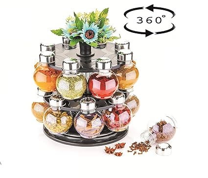 Bright Bulb Shape Transparent Pack of 16 Jar Spice Rack, Spice Container, Masala Box, Spice Box, Masala Rack,Condiment Set