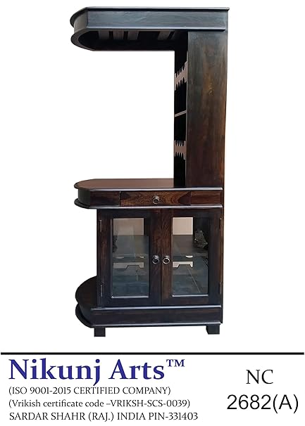 Nikunj Bar Cabinet with 2 Sided Door - Brown