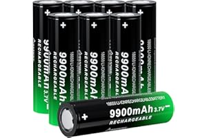 PAOWANG 8 Pack 18650 Rechargeable Battery 3.7v Lithium Ion Battery 18650 Rechargeable Batteries Flat Top for flashlights and headlamp，Headlight etc