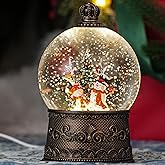 Snow Globe with Snowman, Light Up Christmas Snow Globes with Music Timer - USB Plug or Battery Operated Glitter Globe Indoor Christmas Decorations