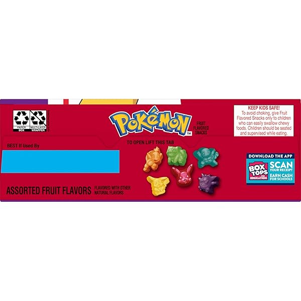POKEMON FRUIT FLAVORED SNACKS, FAT FREE AND GLUTEN FREE SNACKS, 17.6 OZ (22 POUCHES)
