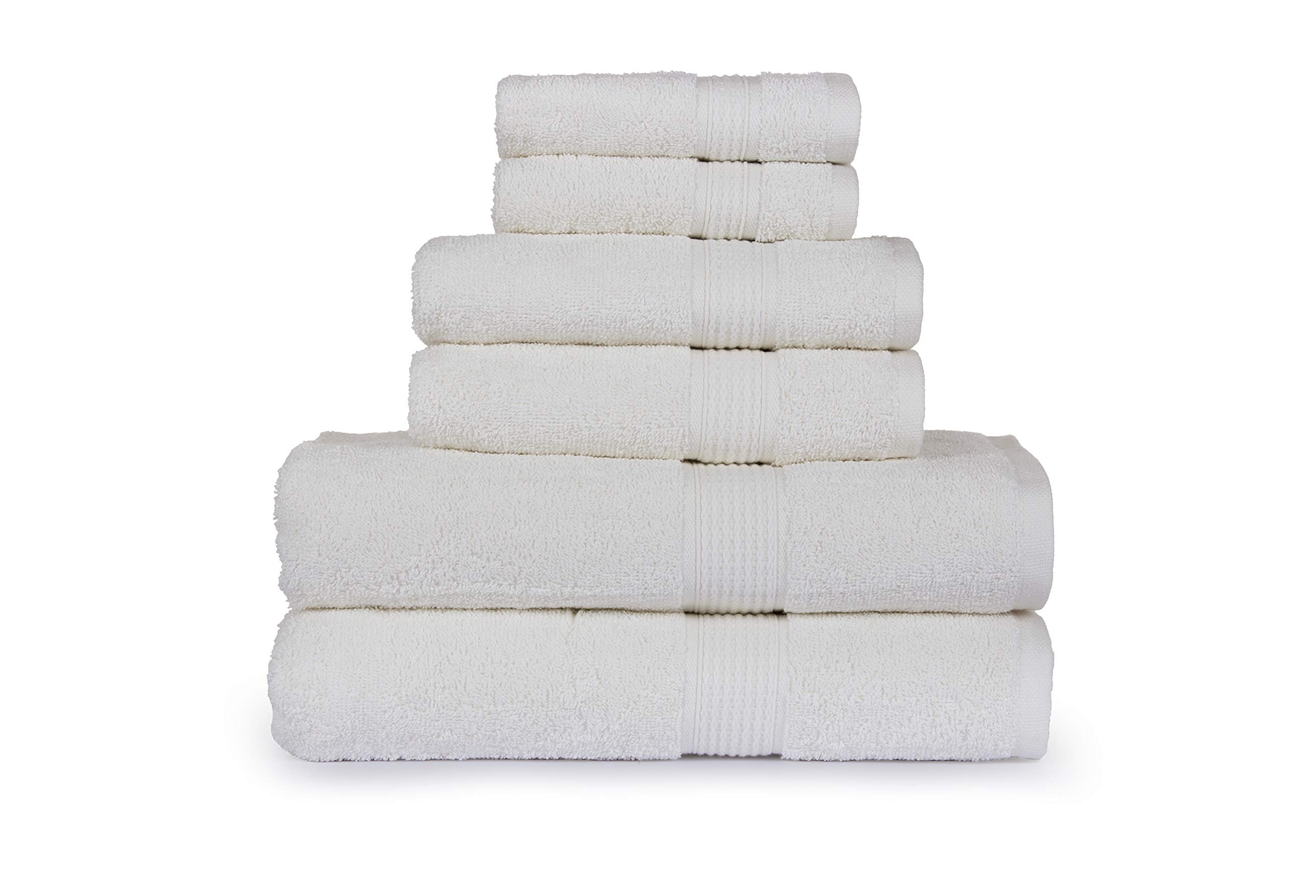 Hydro Basics FadeResistant 6Piece Cotton Towel Set, 100 Cotton Terry Bathroom Set, Soft