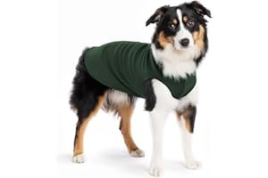 Gold Paw Stretch Fleece Dog Coat, Stretchy Pet Sweater, Machine Washable Pullover for Winter and Fall, Hunter Green, 14