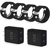 45W Super Fast Samsung Charger USB C,45W Dual Port USB C Fast Charging Block with 10/10/6/3FT Long C to C Cable for Samsung G