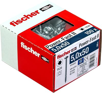 fischer Power-Fast II 5.0 x 50 mm Chipboard Screws TX Pan Head 100