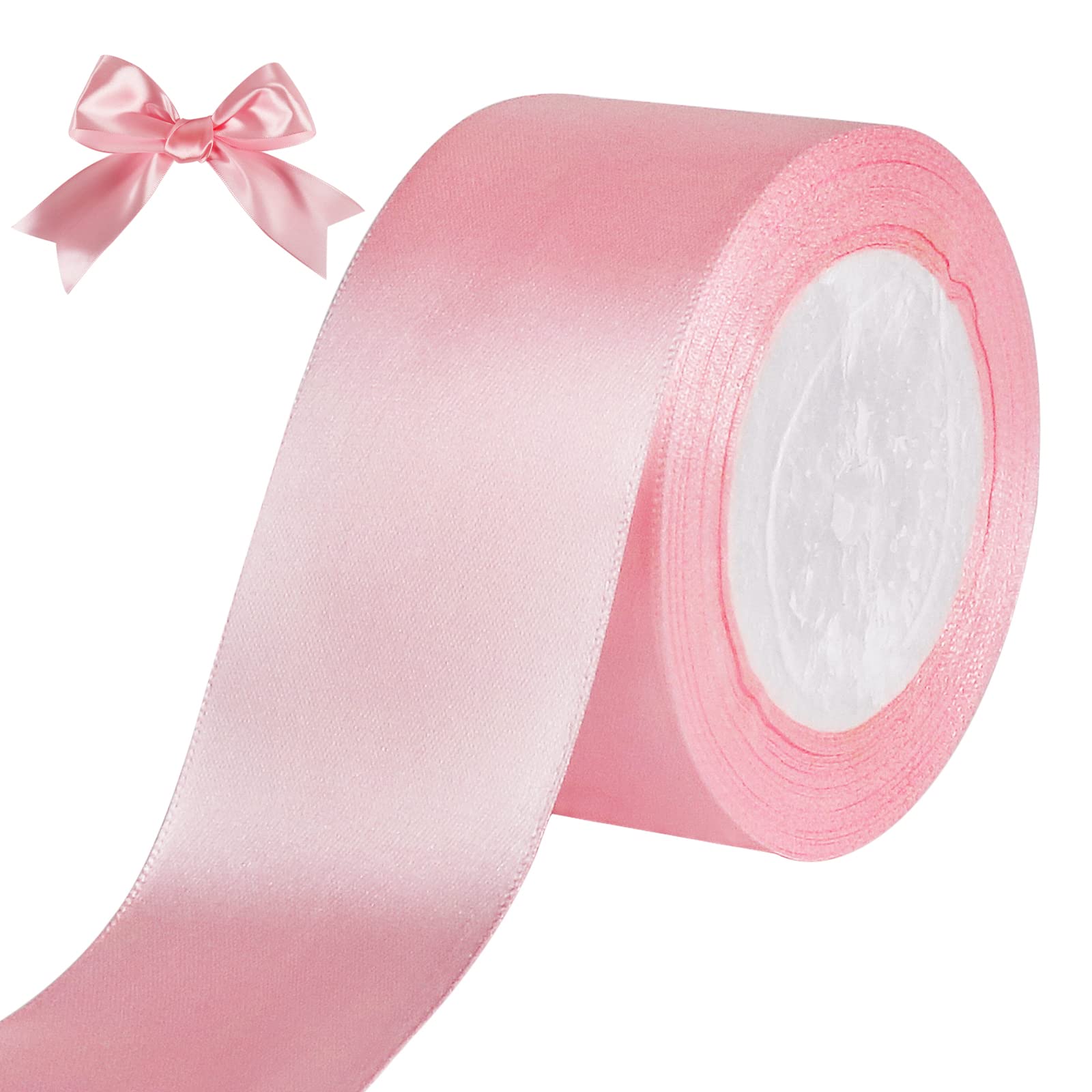 tenn well Pink Satin Ribbon 50mm, 22 Meters Smooth Fabric Satin Ribbon for Gift Wrapping, Crafting, Hair Bows, Wedding Party and Christmas Decoration