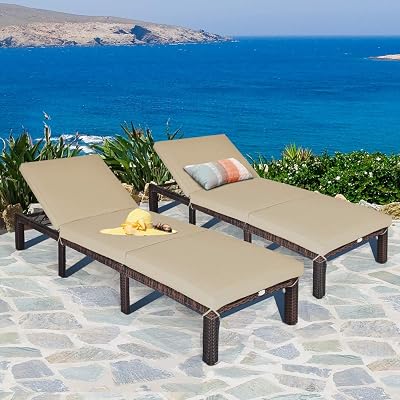 Buy Tangkula Rattan Wicker Chaise Lounge Chair Outdoor Patio Lounger Recliner Chair W Adjustable Backrest Heavy Duty Reclining Chair Sunbed With Thick Zippered Cushion For Garden Yard Patio 1 Brown Online In Indonesia B07dykybr6