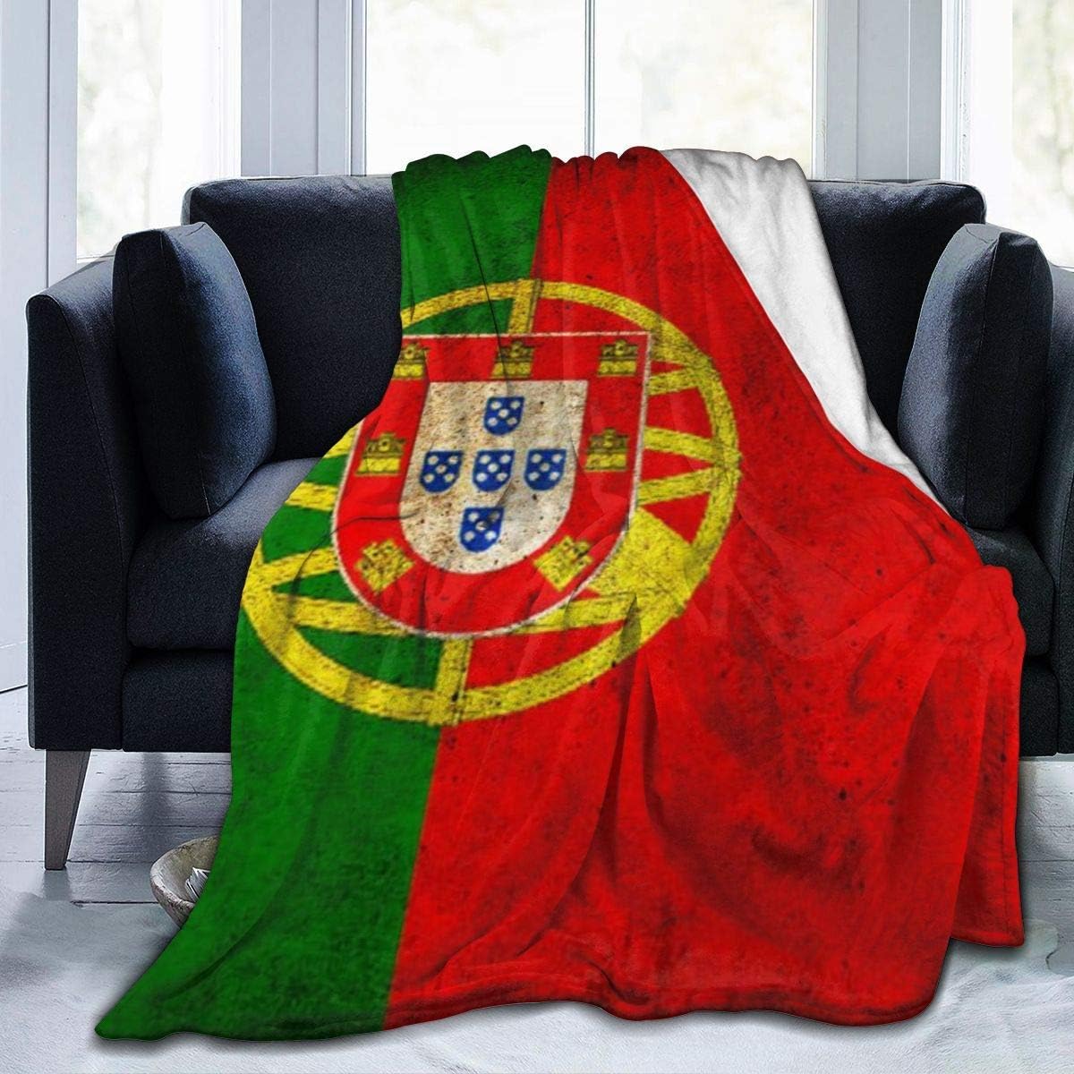 C/N Portugal Flag Art House Flags Flannel Fleece Blanket Ultra Soft Cozy Warm Throw Lightweight