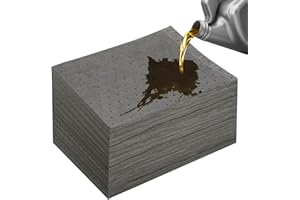 TIDALJAM 100Pack, Gray, 9.8" x 13"Oil Absorbent Pads. Heavy-Duty Absorbent Pads for Garage Accessories,Basement,Auto Repair,Leak Control and Floor Protection. Quickly Absorb Oil,Coolant, and Water Spills