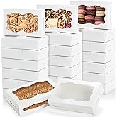 Hiceeden 50 Pack White Cookie Boxes for Gift Giving, 20 × 13.5 ×5cm Bakery Candy Box with Clear Window, Treat Dessert Boxes f