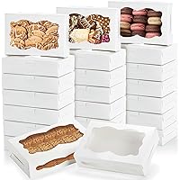 Hiceeden 50 Pack White Cookie Boxes for Gift Giving, 20 × 13.5 ×5cm Bakery Candy Box with Clear Window, Treat Dessert Boxes f