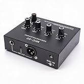 Microphone Preamp Mic Gain Booster with 3 Input 60db Gain 48V Power, 3.5mm 6.35mm XLR Interface, for Dynamic and Condenser Mic