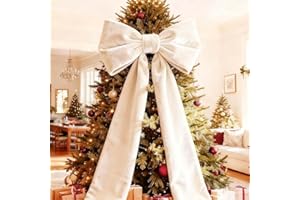 OZDOZD Large Velvet Christmas Bows (6 ft) — Large Bows for Christmas Tree Topper, Wreaths, Mantle, Front Door, Porch & Wedding Decoration — Xmas Decor Indoor & Outdoor (White)