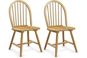 Giantex Wood Dining Chairs Set of 2, Windsor Chairs with Solid Wood Legs, High Spindle Back, H-Shaped Crossbars, Vintage Country Farmhouse Style Wooden Side Chairs