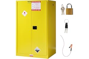 SPECRAFT 100 Gal Flammable Safety Cabinet, 70x43x34 Inch, Cold-Rolled Steel, Adjustable Shelves, OSHA & CE Certified for Industrial, Commercial, Laboratory, and Institutional Use, Yellow