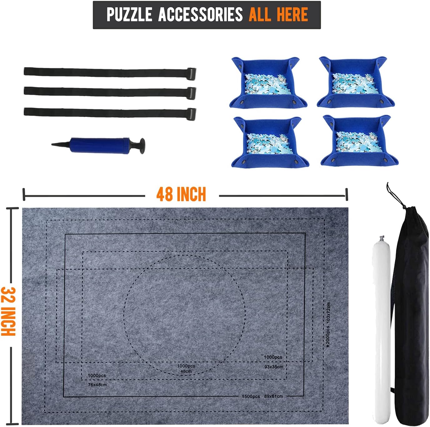 Puzzle Mat Roll Up 2000 Pieces, Puzzle Sorting Trays x 4, Puzzle Roll Up Mat Puzzle Saver Jigsaw Puzzle Mat Puzzle Board Mat Puzzle Mats Puzzle Mat 1000 Pieces Puzzle Mat Roll Up: Toys & Games