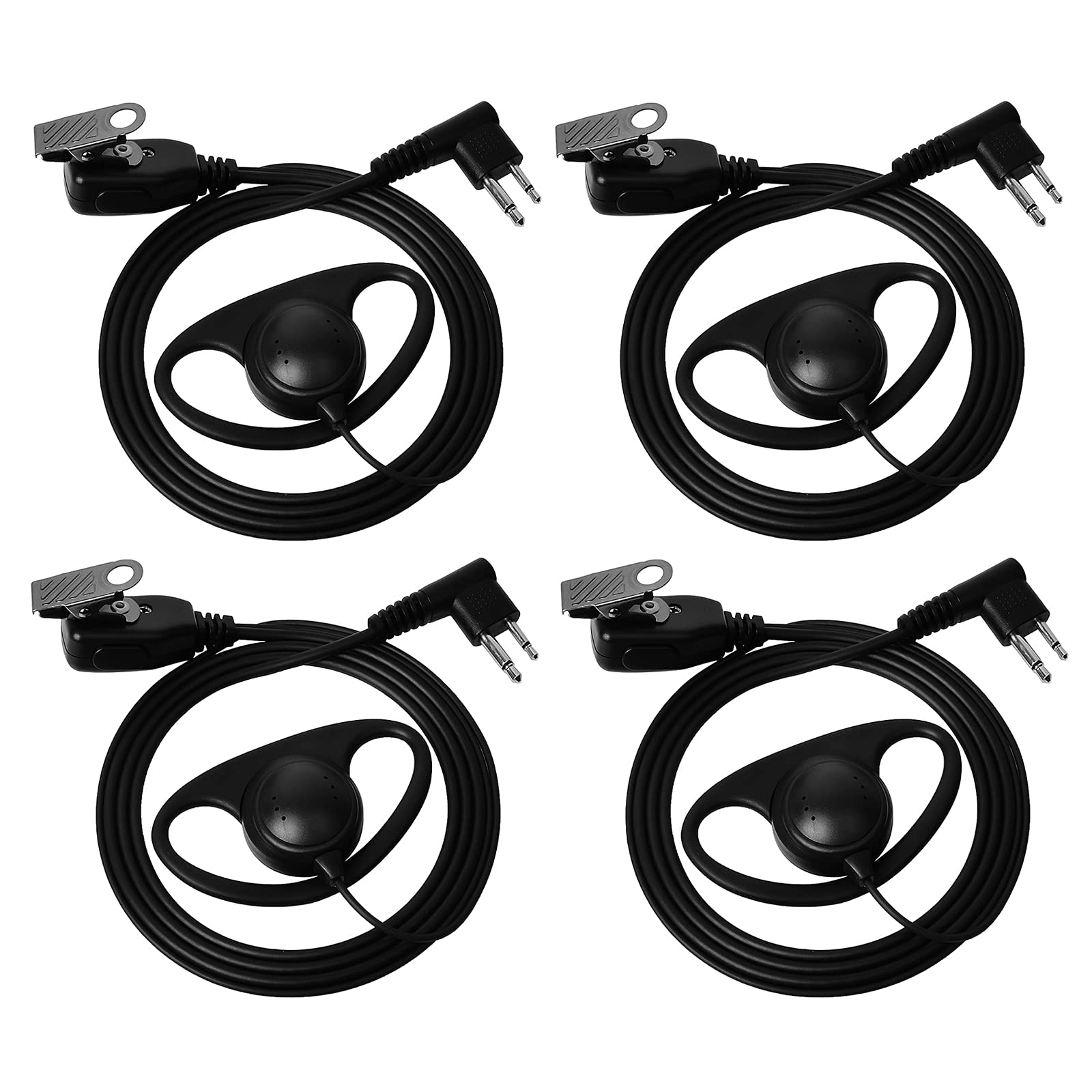 HYS D Shape Earpiece with Mic Compatible with Motorola CP040 CP140 Hytera Midland 2 Way Radio Inline PPT Headset for Police Security (4 Pack)