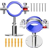 Leingar 2 Pack Wall Mount Ceiling Mount Pipe Supports Suitable for OD Pipe 25-27mm Adjustable Height 30-50mm Adjustable Pipe Strap Clamp with Screws Stainless Steel