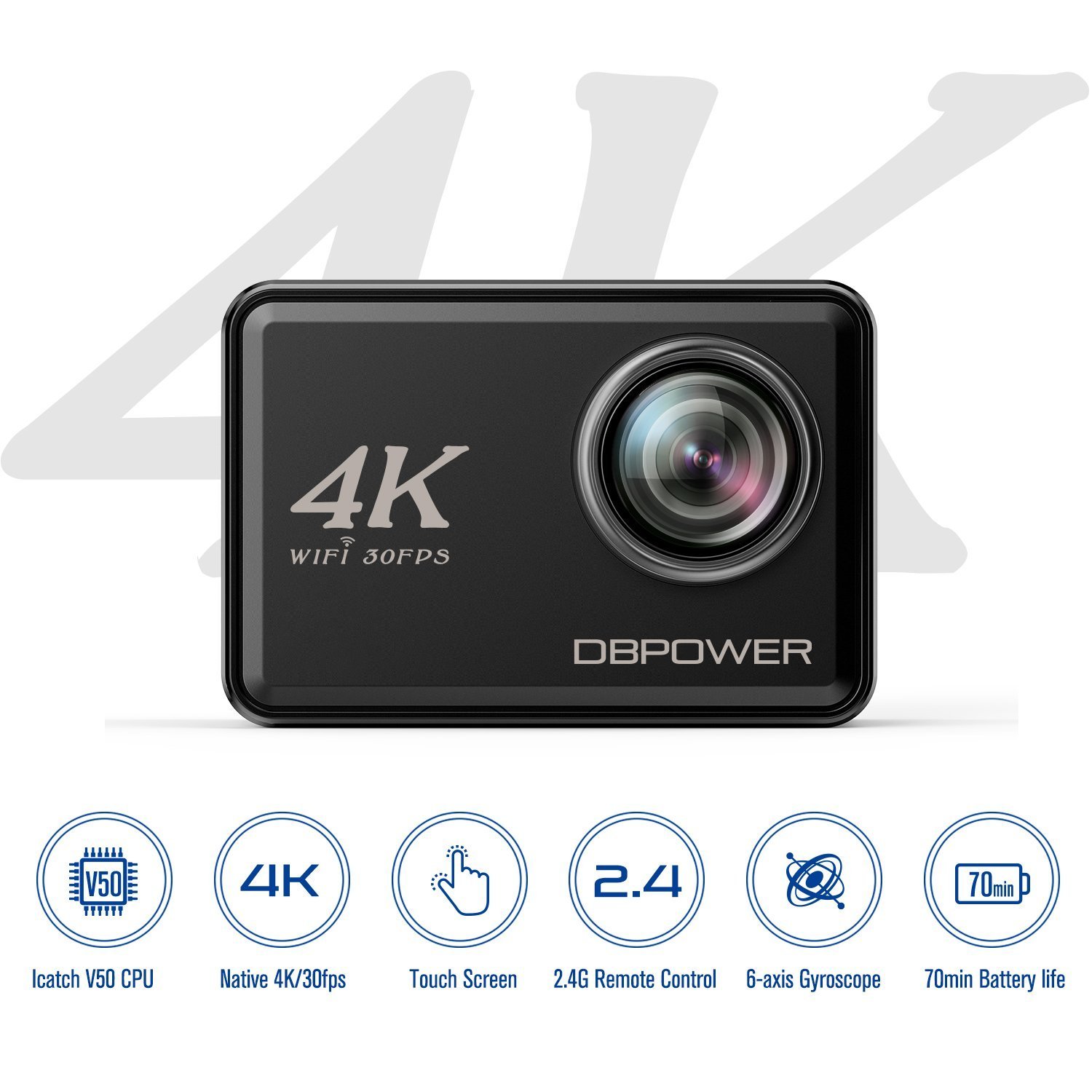 DBPOWER D5 Action Camera 4K 30fps 14MP Ultra HD EIS Sports Cam 2Inch Touchscreen eBay