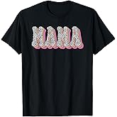 Mama Retro Leopard Tee for Women Leopard Mom Print Graphic T-Shirt Small