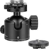 FANAUE 55mm Low‑Profile Heavy‑Duty Tripod Ball Head, Dual 360&deg; Panoramic Arca‑Swiss Camera Tripod Head, 30KG Load for DSLR Mirrorless Telephoto Lens
