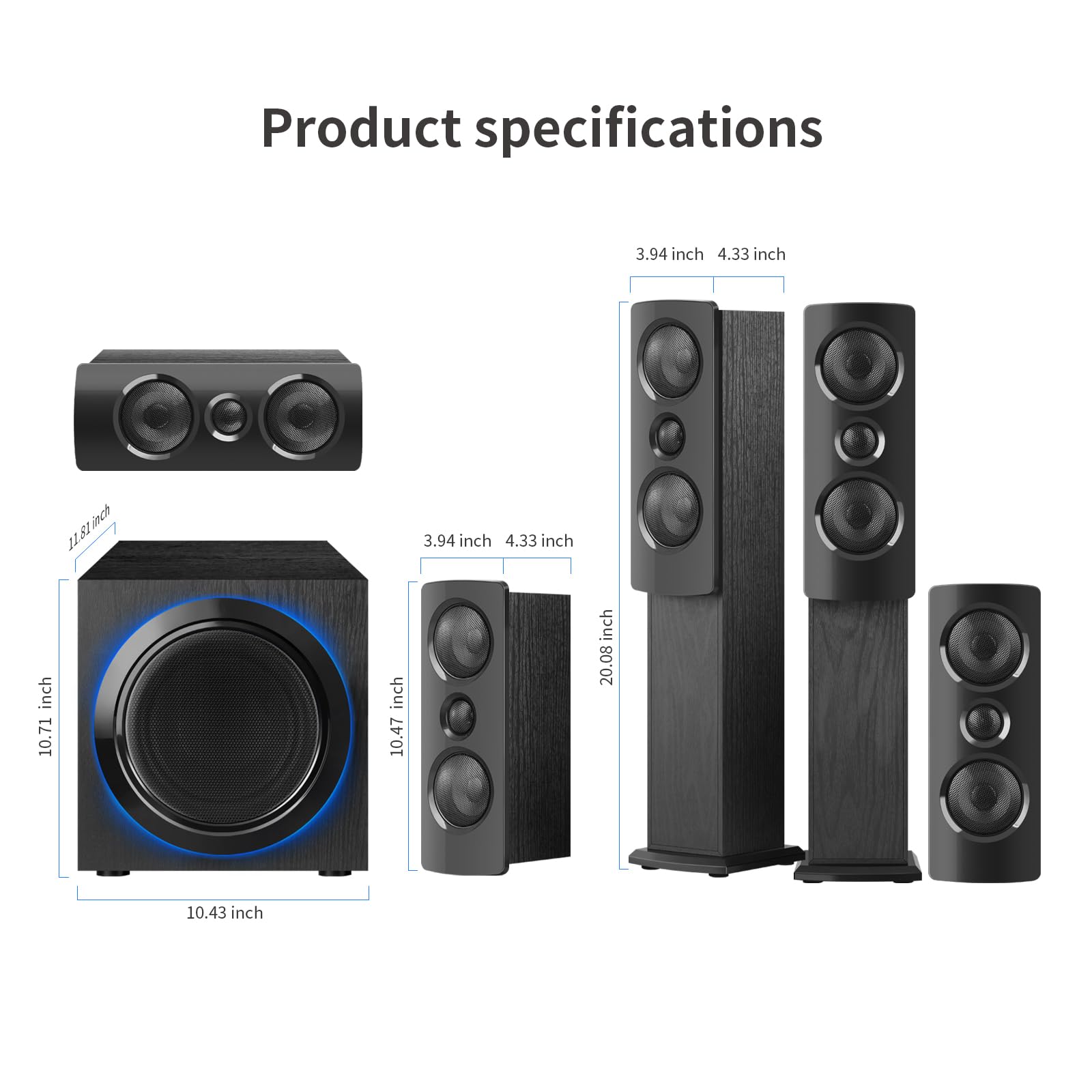 WMQ 5.1 Surround Sound Speaker System with 6.5