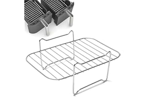 LOTTELI KITCHEN Air Fryer Rack for Double Basket Air Fryers, 304 Stainless Steel Multi-Layer Rack, Air Fryer Accessories Dehydrator Rack Compatible with Dual/Double/Two Basket Air Fryers
