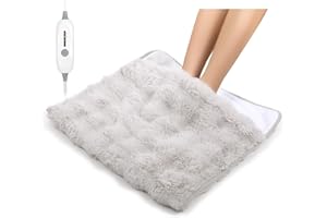 FAYKONCEN Electric Foot Warmer, Luxury Faux Fur Heating Pad for Feet Pain Relief Cramp, Heated Foot Warmer for Under Desk & Bed with 3 Heat Settings & 2H Auto-Off, ETL Certified, 20x22 Inch, Light Grey