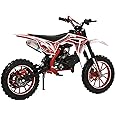 cdar 49cc Kids Dirt Bike, 2-Stroke Gas Power Motocross Off-Road Tires Shock Absorption Springs Soft Seat Cushion Pocket Motorbike with Front Rear Disc Brakes Red